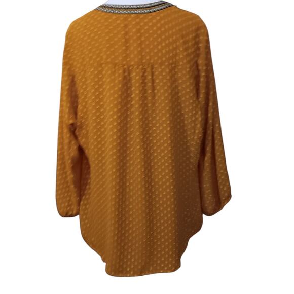 DR2 Blouse Peasant Top XL Flowy Artsy Boho Embroidery Golden Career Office Event - Picture 12 of 13
